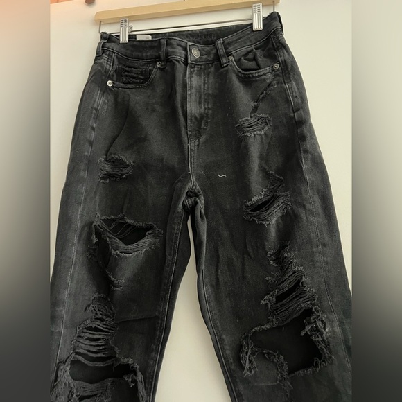 American Eagle Outfitters Distressed Black Straight Leg Jeans - Picture 3 of 6
